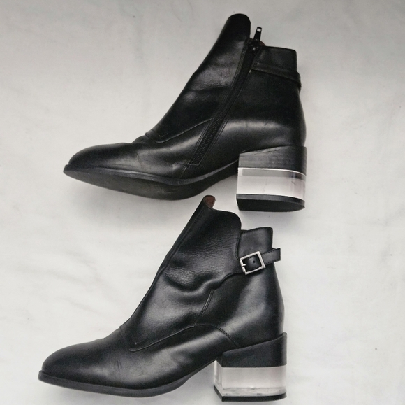 Jeffrey Campbell 100% Leather sz 5 US Clear Heel Sole Zipper Bootie Boots Shoe - Picture 14 of 15